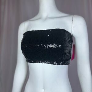 🅽🅴🆆 Commando Black Sequin Tube Top, size Large